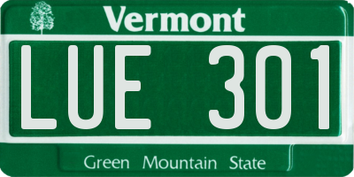 VT license plate LUE301