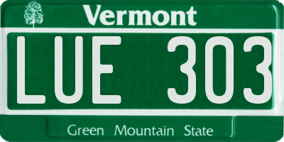 VT license plate LUE303