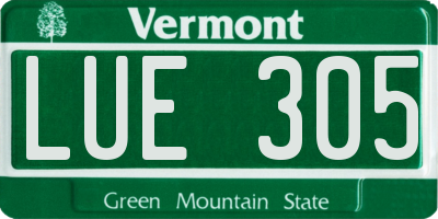 VT license plate LUE305