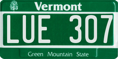 VT license plate LUE307