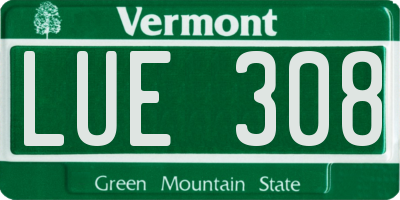 VT license plate LUE308