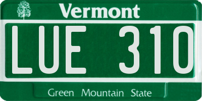 VT license plate LUE310