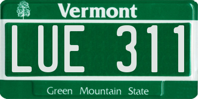 VT license plate LUE311