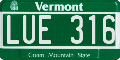 VT license plate LUE316