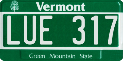 VT license plate LUE317