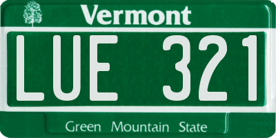 VT license plate LUE321