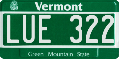 VT license plate LUE322