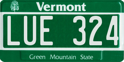 VT license plate LUE324