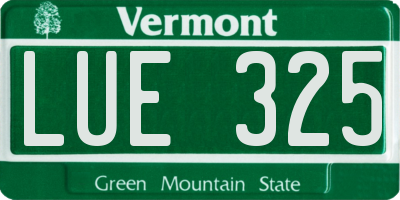 VT license plate LUE325