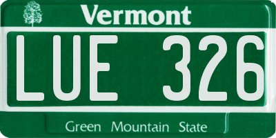 VT license plate LUE326