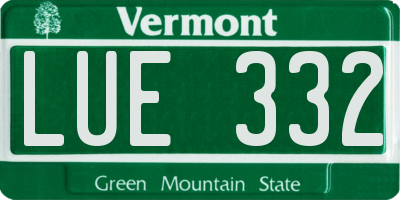 VT license plate LUE332