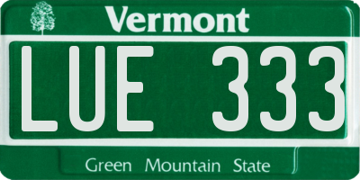 VT license plate LUE333
