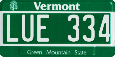 VT license plate LUE334