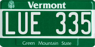 VT license plate LUE335