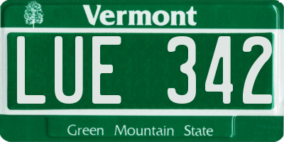 VT license plate LUE342