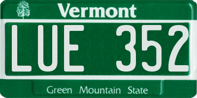 VT license plate LUE352
