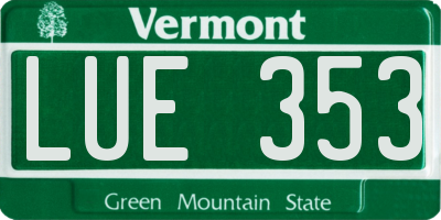 VT license plate LUE353