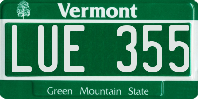 VT license plate LUE355