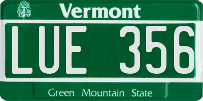 VT license plate LUE356