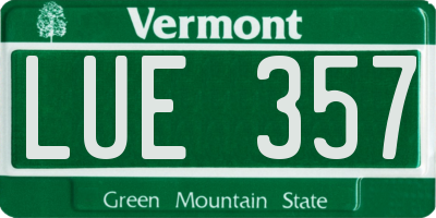 VT license plate LUE357