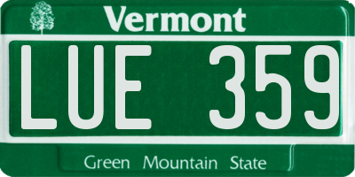 VT license plate LUE359