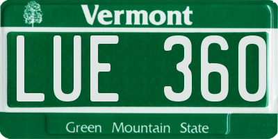 VT license plate LUE360