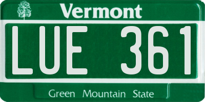 VT license plate LUE361