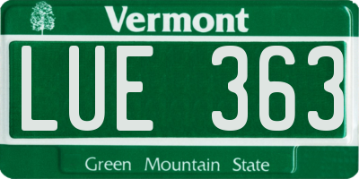 VT license plate LUE363
