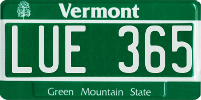 VT license plate LUE365