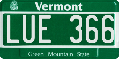VT license plate LUE366