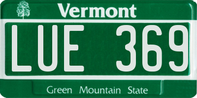 VT license plate LUE369