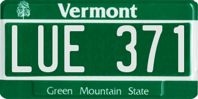 VT license plate LUE371