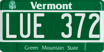 VT license plate LUE372
