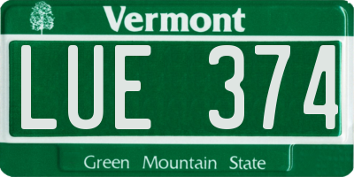 VT license plate LUE374