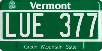 VT license plate LUE377