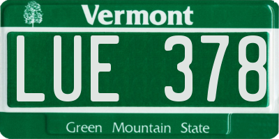 VT license plate LUE378