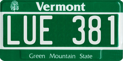 VT license plate LUE381
