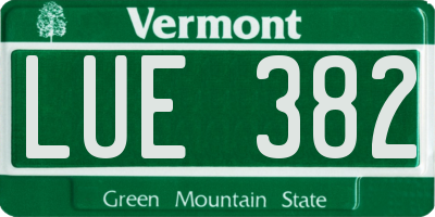 VT license plate LUE382
