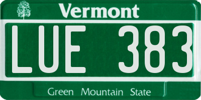 VT license plate LUE383