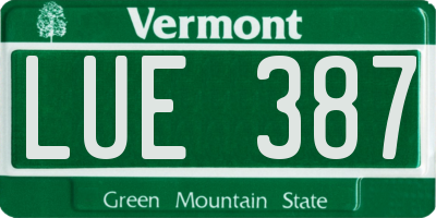 VT license plate LUE387