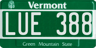 VT license plate LUE388