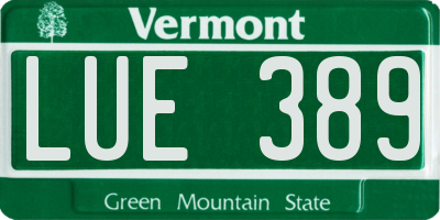 VT license plate LUE389