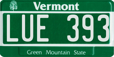 VT license plate LUE393