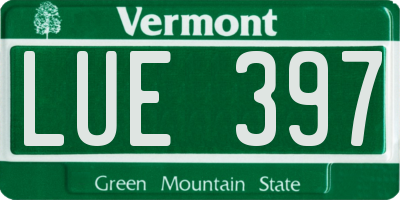 VT license plate LUE397