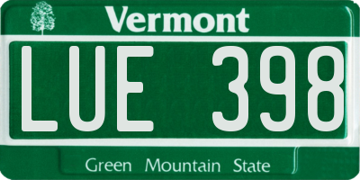 VT license plate LUE398