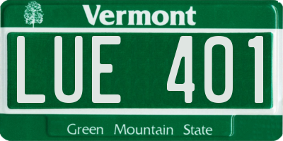 VT license plate LUE401