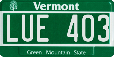 VT license plate LUE403