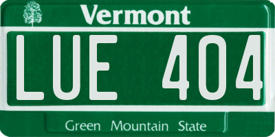 VT license plate LUE404