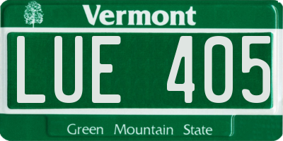 VT license plate LUE405