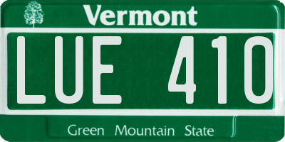 VT license plate LUE410